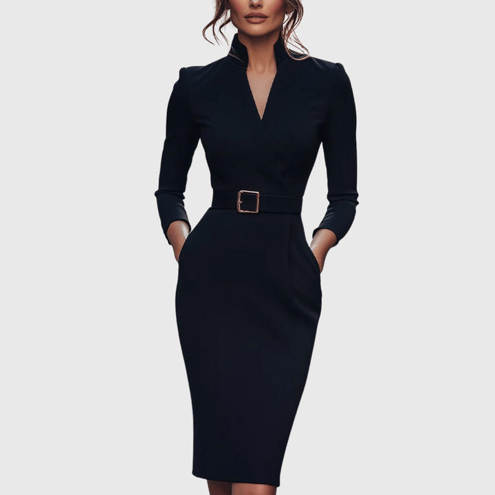 Eva | Graceful Waist Midi Dress - Barbara & Late Benjamin