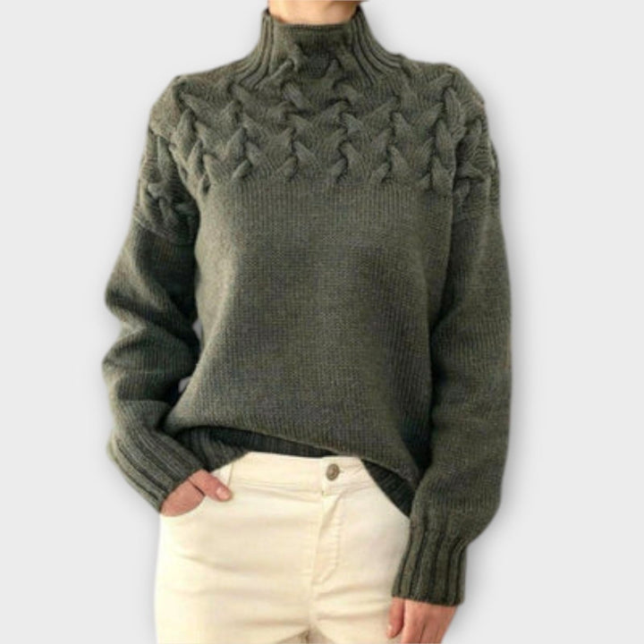 Eva | Women's Sweater with Cable Knit Detail - Barbara benjamin new york