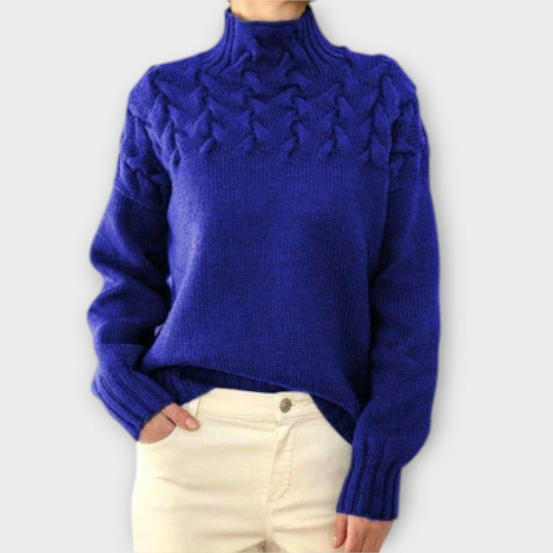 Eva | Women's Sweater with Cable Knit Detail - Barbara benjamin new york
