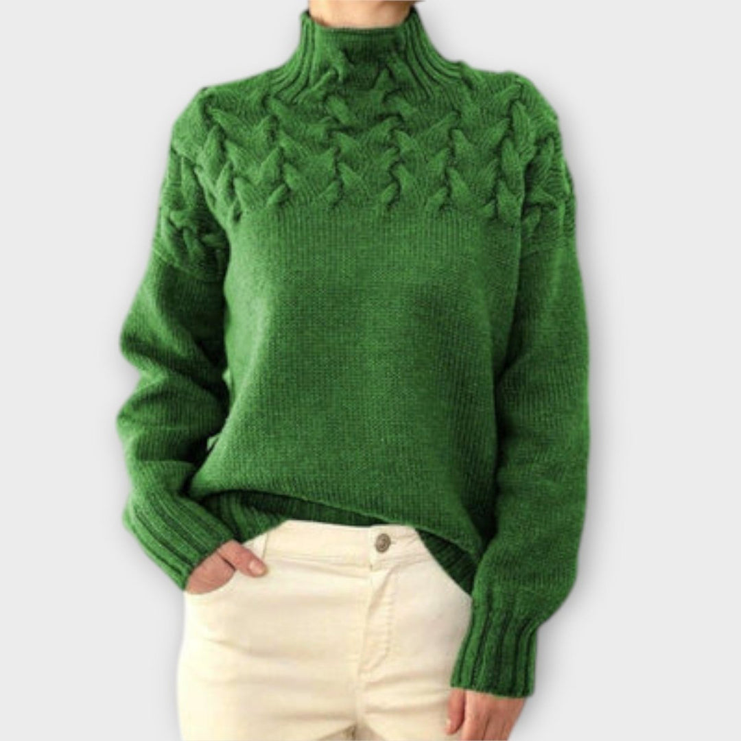 Eva | Women's Sweater with Cable Knit Detail - Barbara benjamin new york