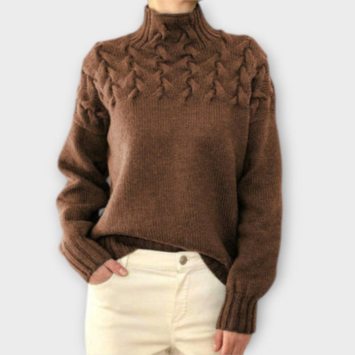 Eva | Women's Sweater with Cable Knit Detail - Barbara benjamin new york
