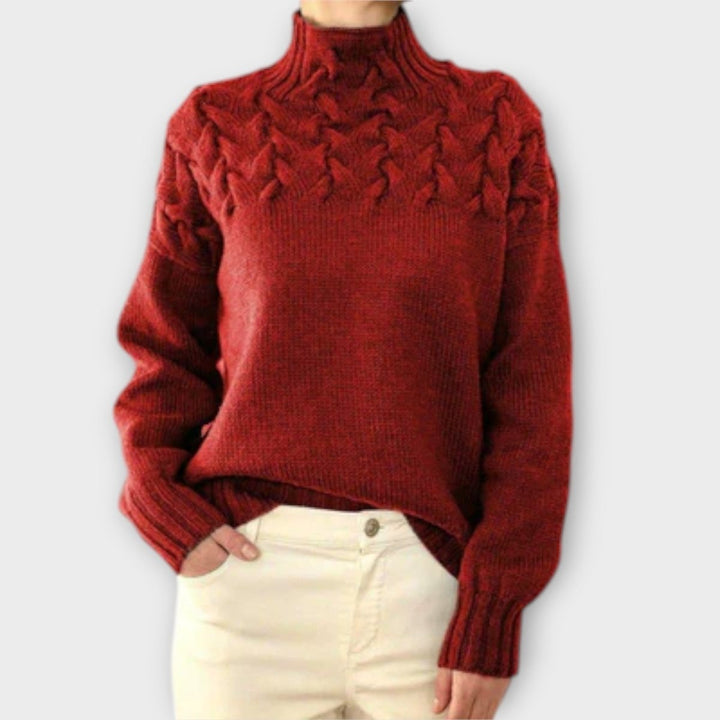 Eva | Women's Sweater with Cable Knit Detail - Barbara benjamin new york