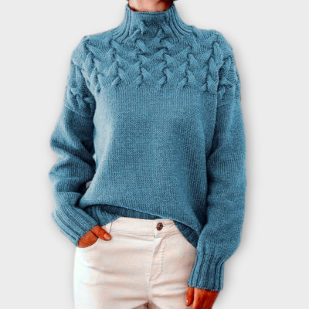Eva | Women's Sweater with Cable Knit Detail - Barbara benjamin new york