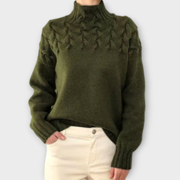 Eva | Women's Sweater with Cable Knit Detail - Barbara benjamin new york