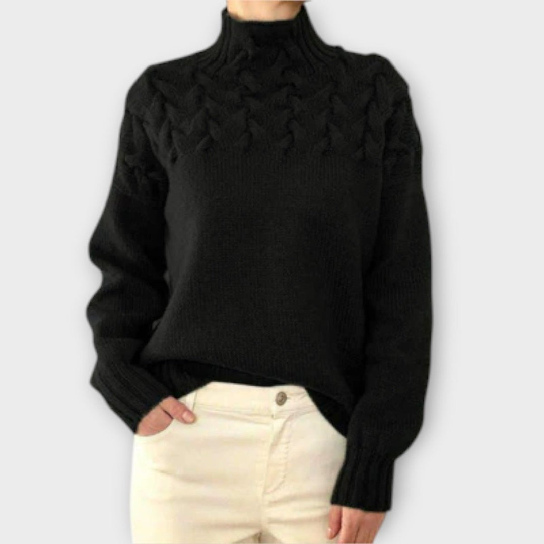 Eva | Women's Sweater with Cable Knit Detail - Barbara benjamin new york