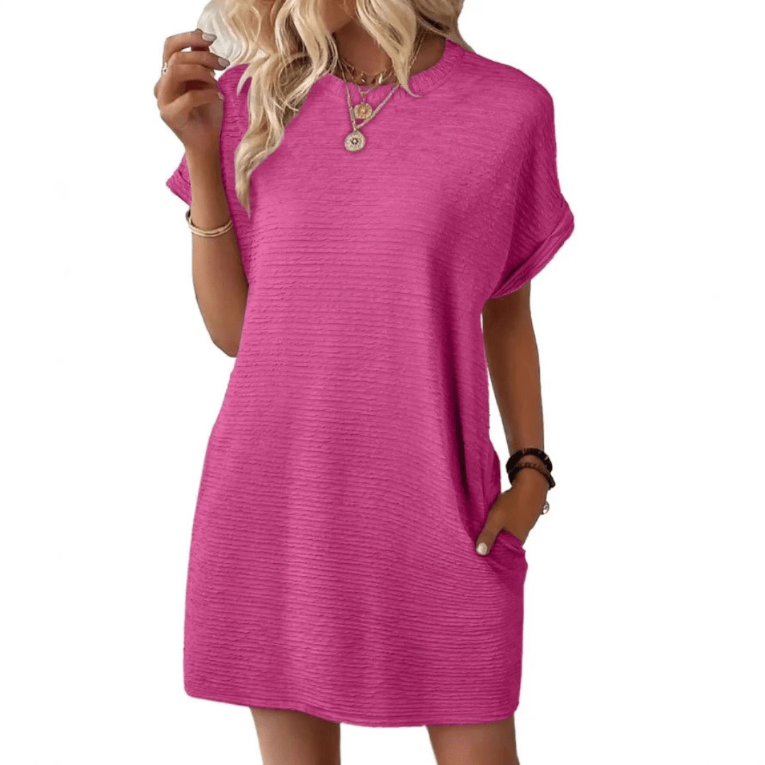 EVASHA™ – Casual Minimalist Round Neck Summer Dress - Barbara & Late Benjamin