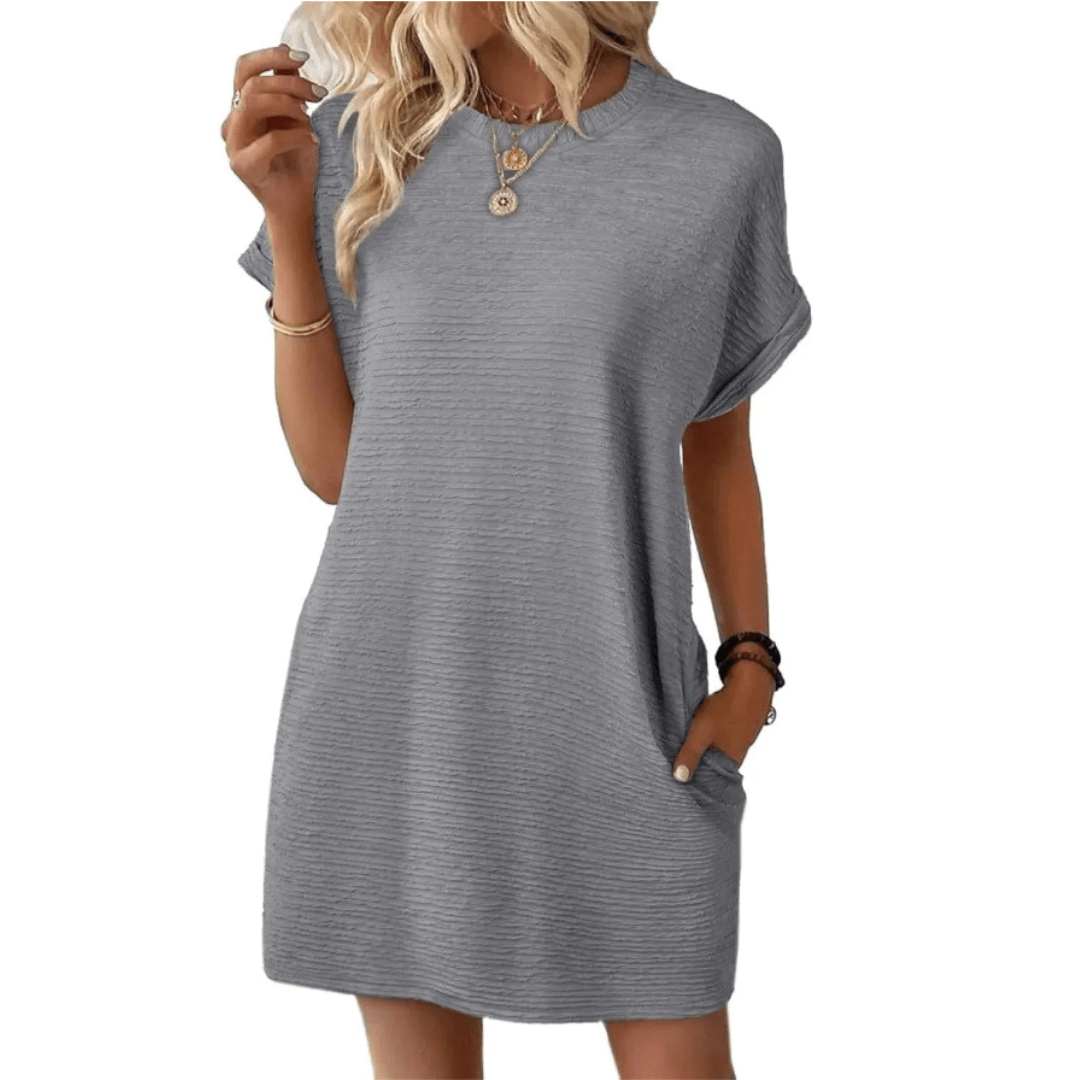 EVASHA™ – Casual Minimalist Round Neck Summer Dress - Barbara & Late Benjamin
