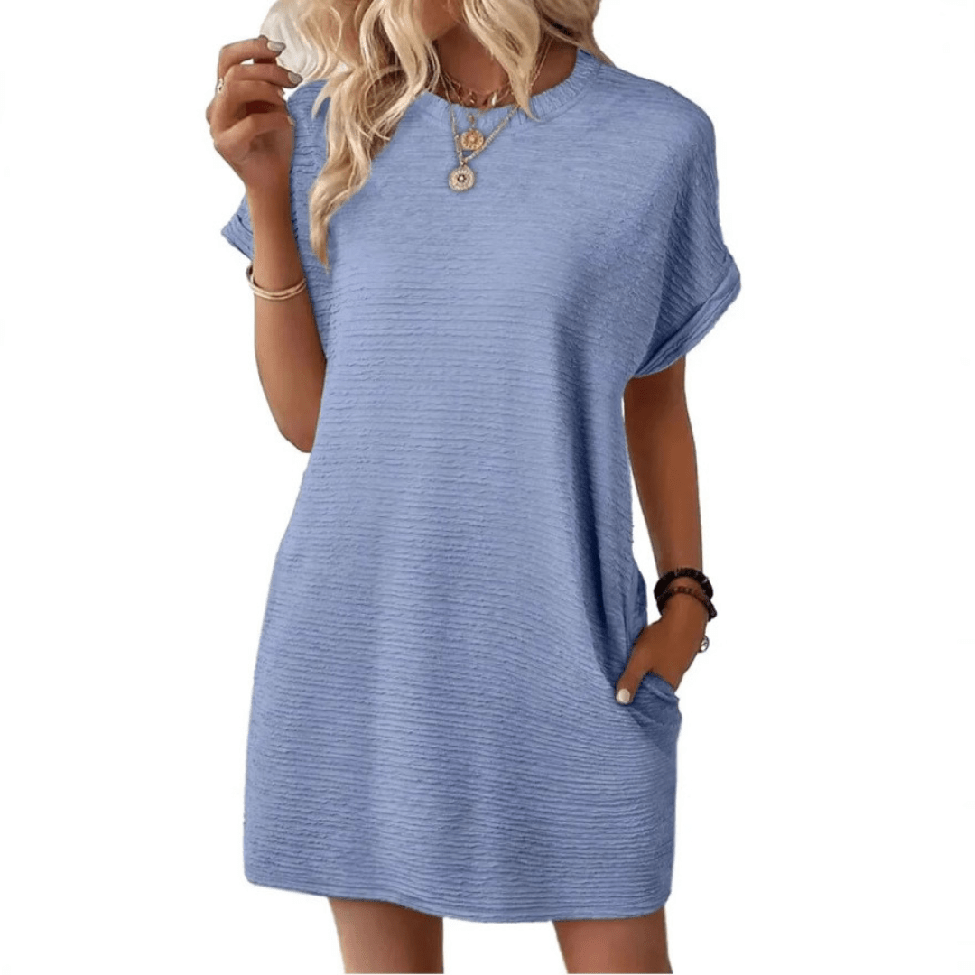 EVASHA™ – Casual Minimalist Round Neck Summer Dress - Barbara & Late Benjamin