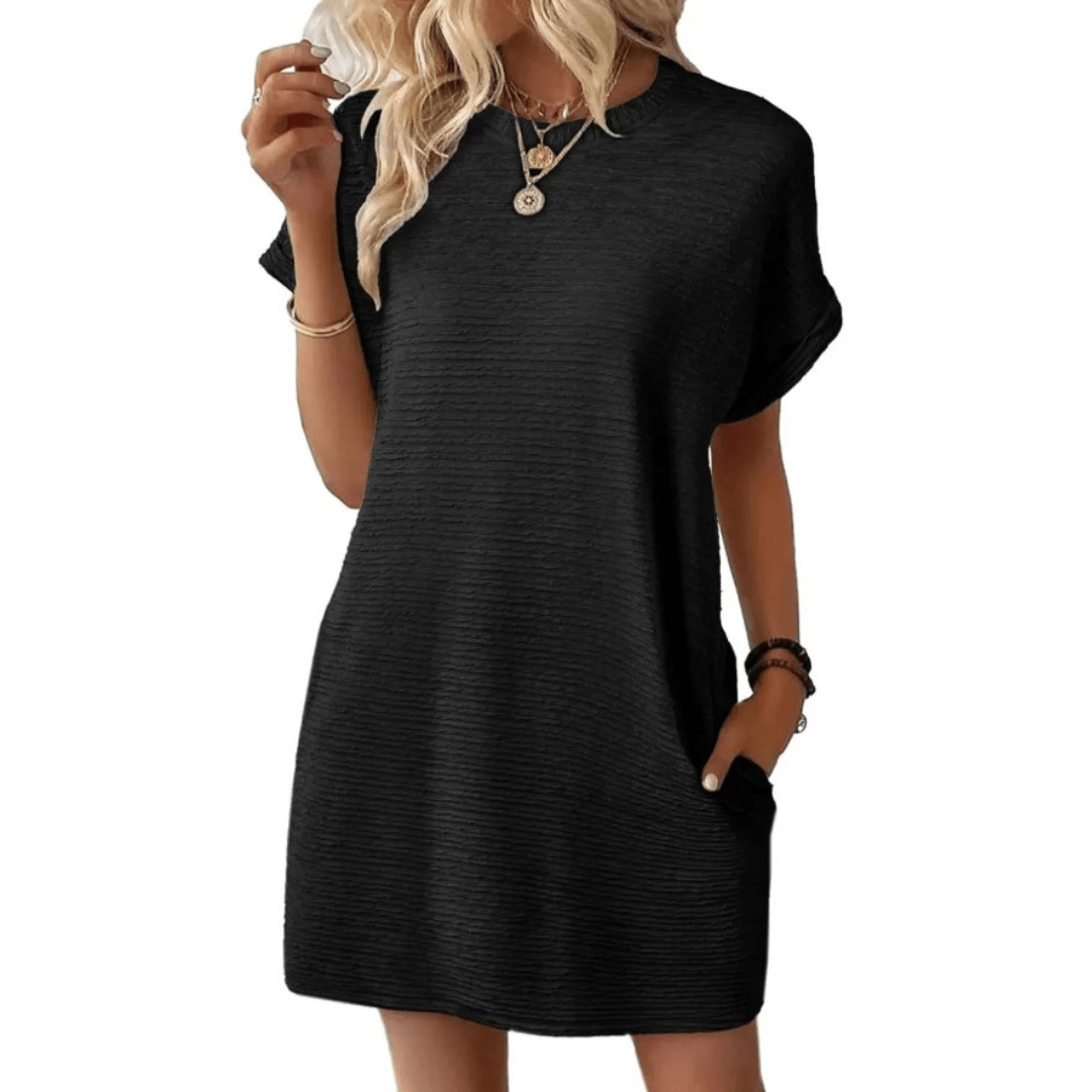 EVASHA™ – Casual Minimalist Round Neck Summer Dress - Barbara & Late Benjamin