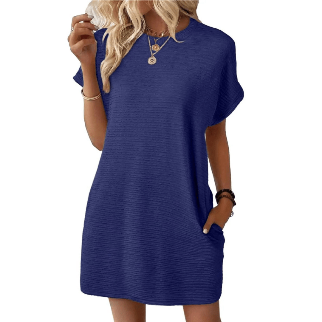 EVASHA™ – Casual Minimalist Round Neck Summer Dress - Barbara & Late Benjamin