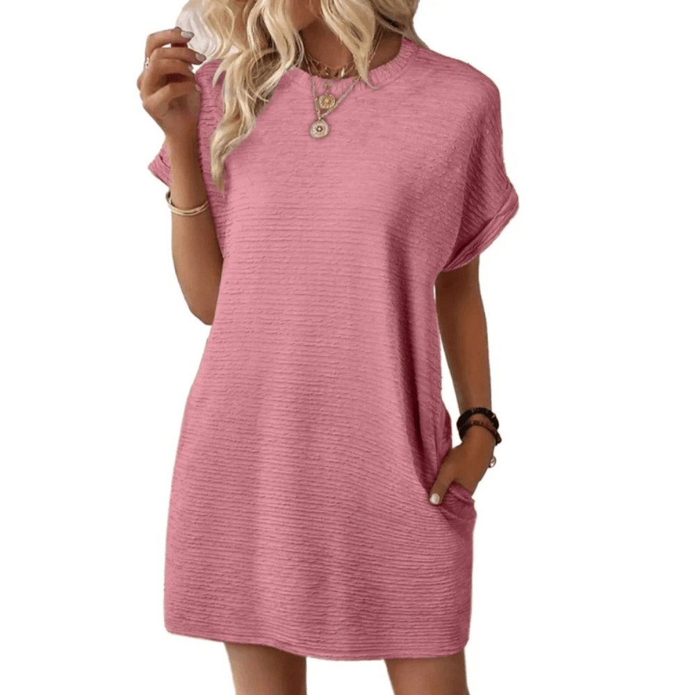 EVASHA™ – Casual Minimalist Round Neck Summer Dress - Barbara & Late Benjamin