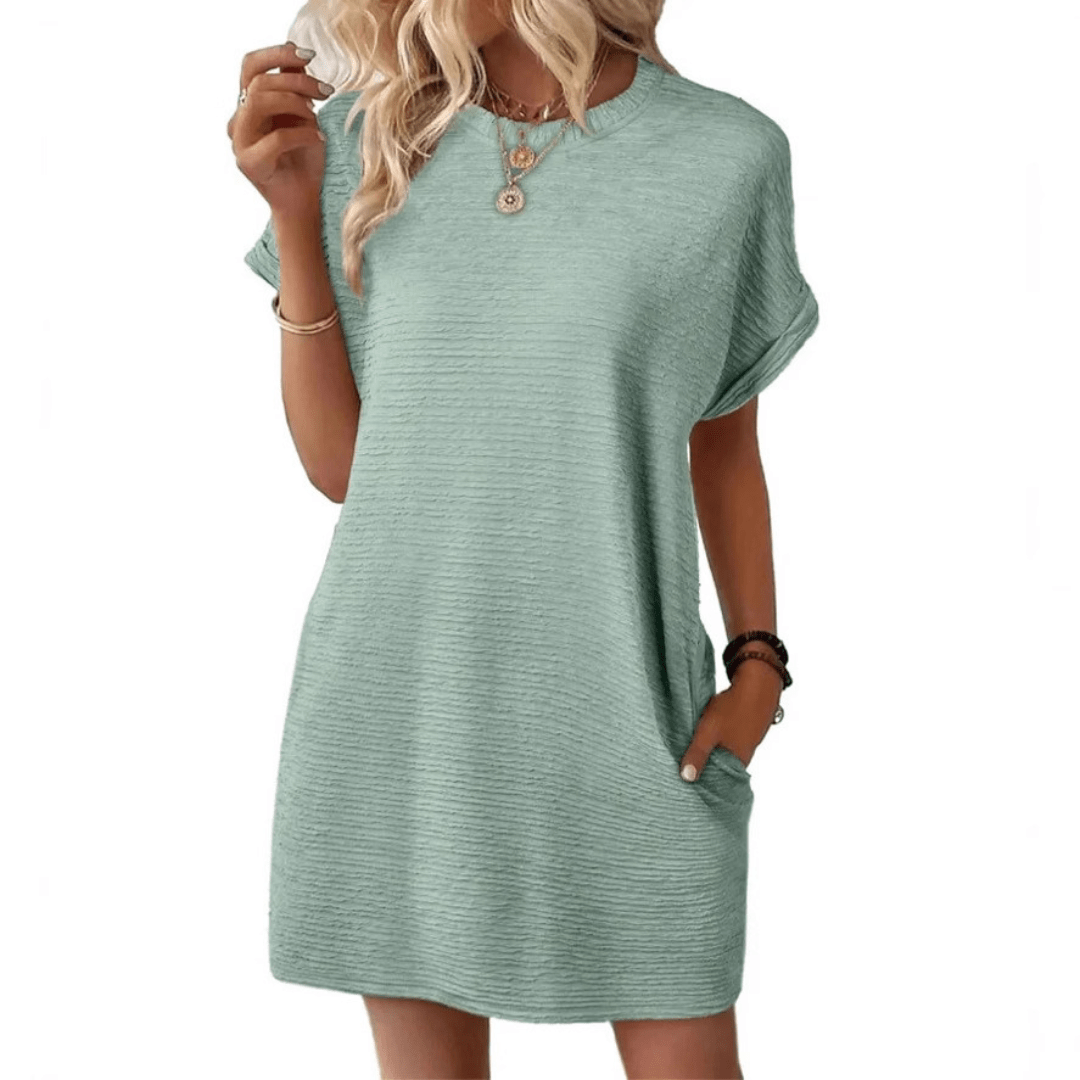EVASHA™ – Casual Minimalist Round Neck Summer Dress - Barbara & Late Benjamin