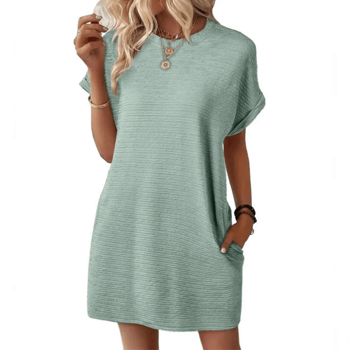 EVASHA™ – Casual Minimalist Round Neck Summer Dress - Barbara & Late Benjamin