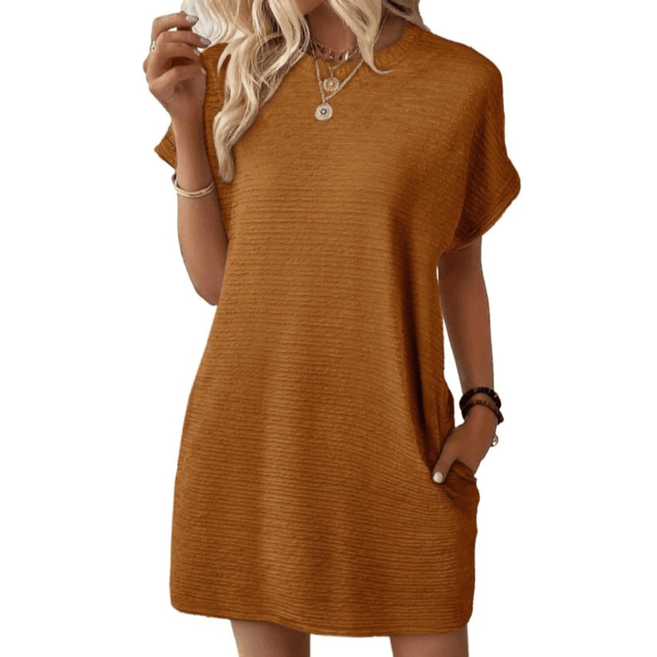 EVASHA™ – Casual Minimalist Round Neck Summer Dress - Barbara & Late Benjamin