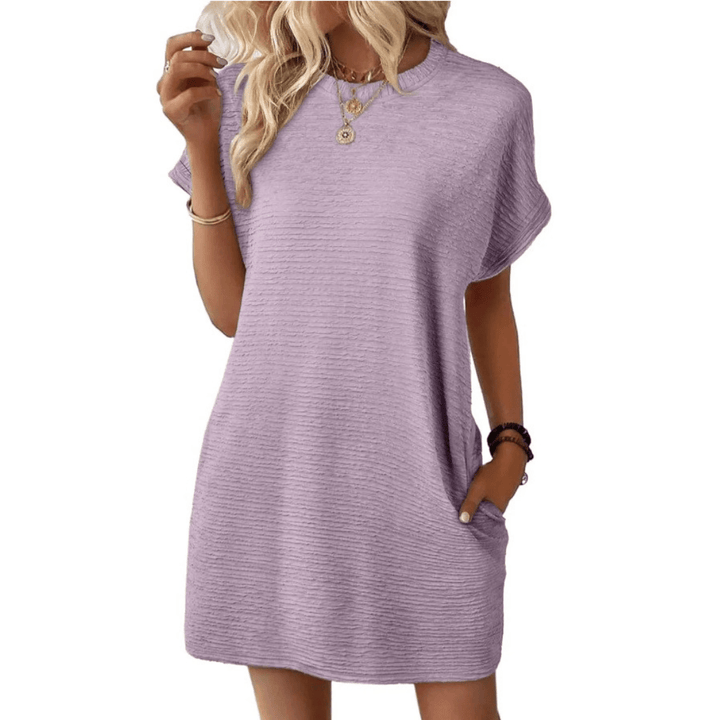 EVASHA™ – Casual Minimalist Round Neck Summer Dress - Barbara & Late Benjamin