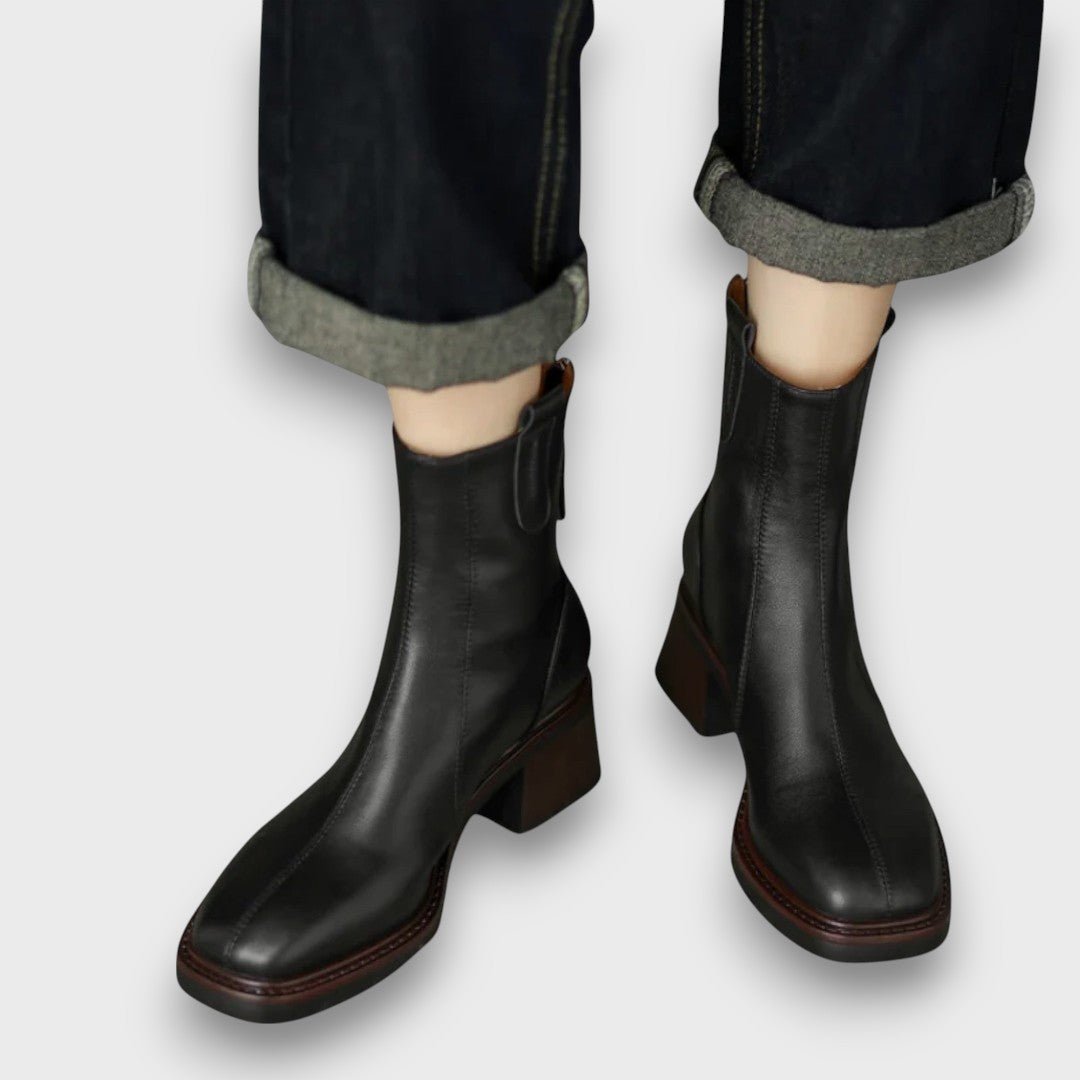 Fien | Classic Leather Ankle Boots - Barbara benjamin new york