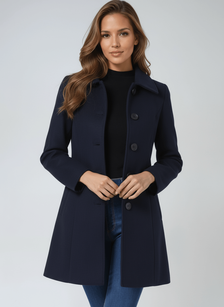 Flare Button Jacket | Tailored Elegance with Effortless Movement - Barbara & Late Benjamin