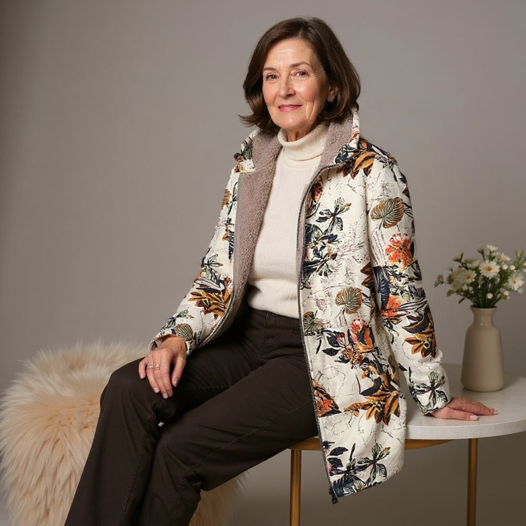 Floral Fleece Jacket | Soft Warmth with Timeless Grace - Barbara & Late Benjamin