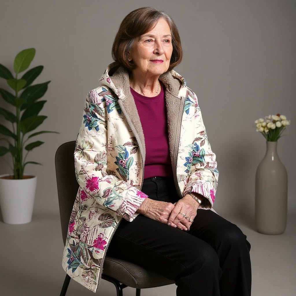 Floral Fleece Jacket | Soft Warmth with Timeless Grace - Barbara & Late Benjamin