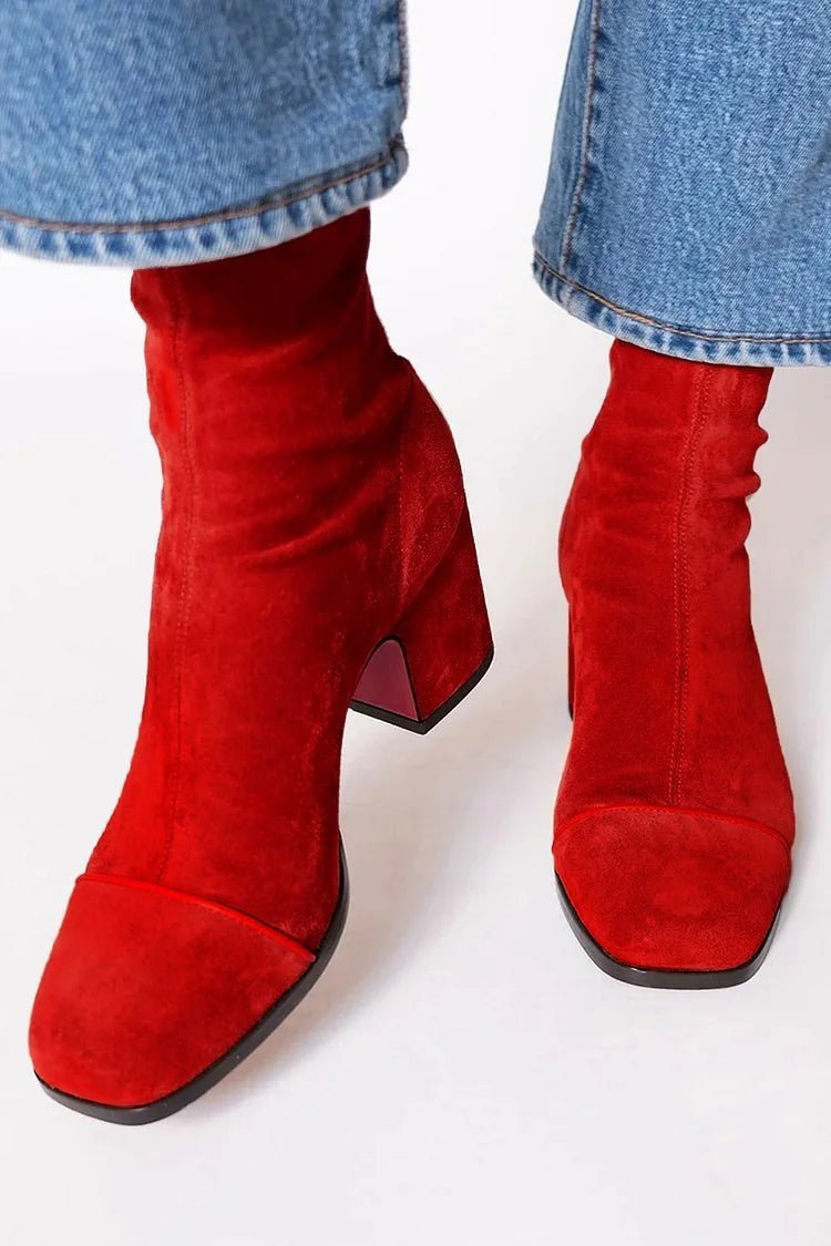 Frances | Square Toed Ankle Boot With Bold Heel - Barbara benjamin new york