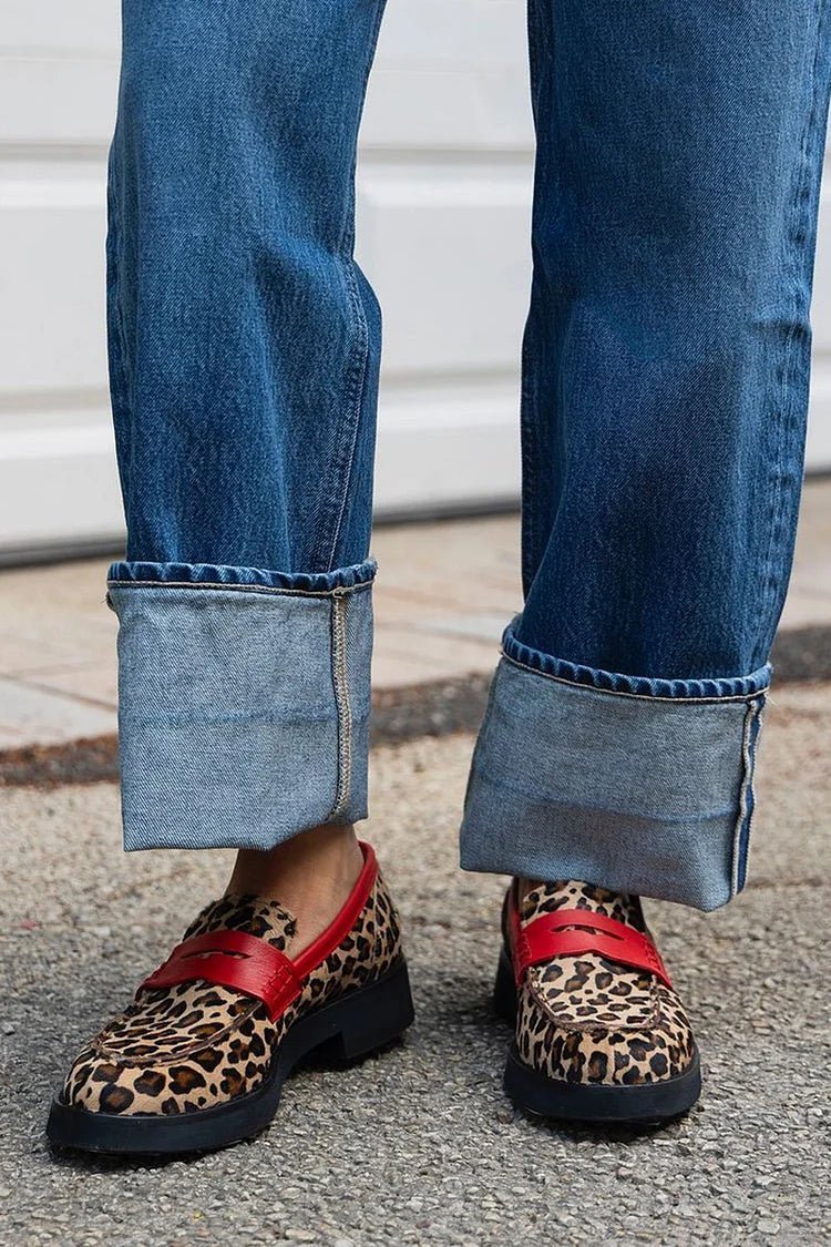 Geneva | Leopard Print Loafer With Red Detail - Barbara benjamin new york