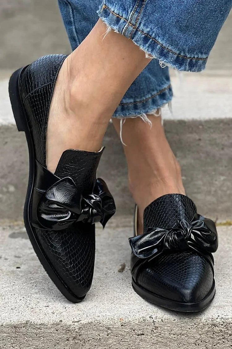 Georgia | Black Loafer With Shiny Bow - Barbara benjamin new york