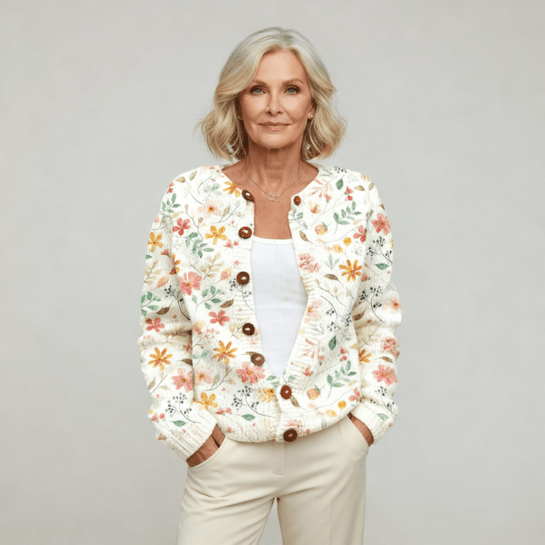 Grace | Flowers Print Cardigan - Barbara benjamin new york