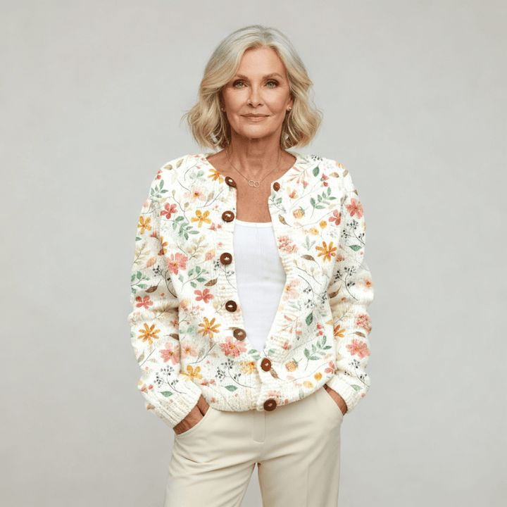 Grace | Flowers Print Cardigan - Barbara benjamin new york