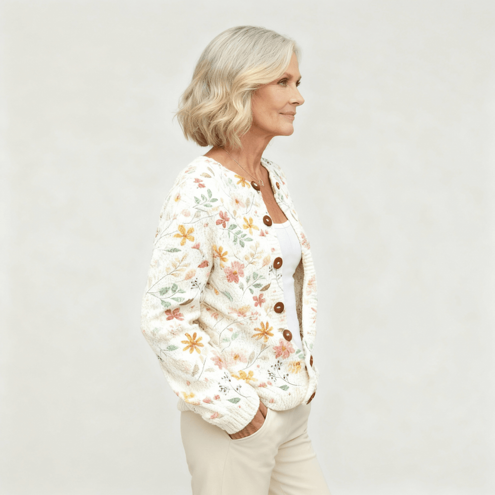 Grace | Flowers Print Cardigan - Barbara benjamin new york