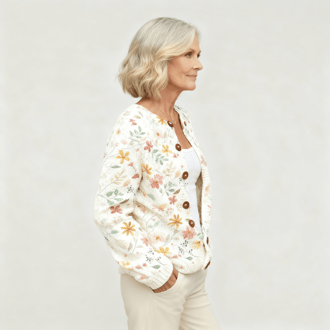 Grace | Flowers Print Cardigan - Barbara benjamin new york