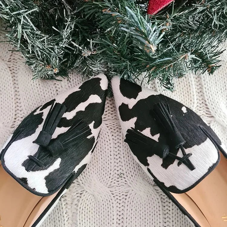 Gwendolyn | Cow Print Loafers With Tasse - Barbara benjamin new york