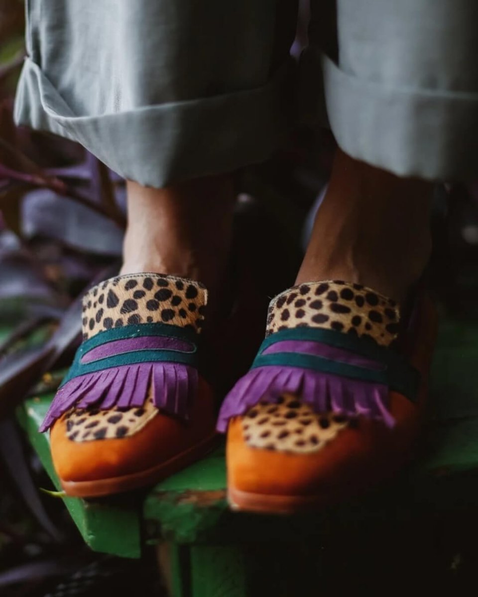 Hallie | Loafer With Fringes And Animal Print - Barbara benjamin new york