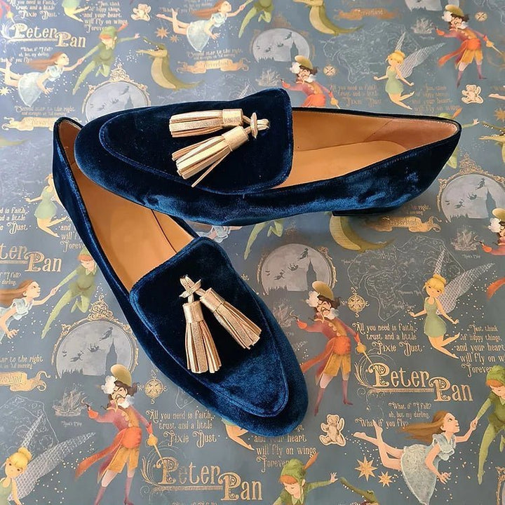 Hannah | Midnight Elegance Loafers with Champagne Tassels - Barbara benjamin new york