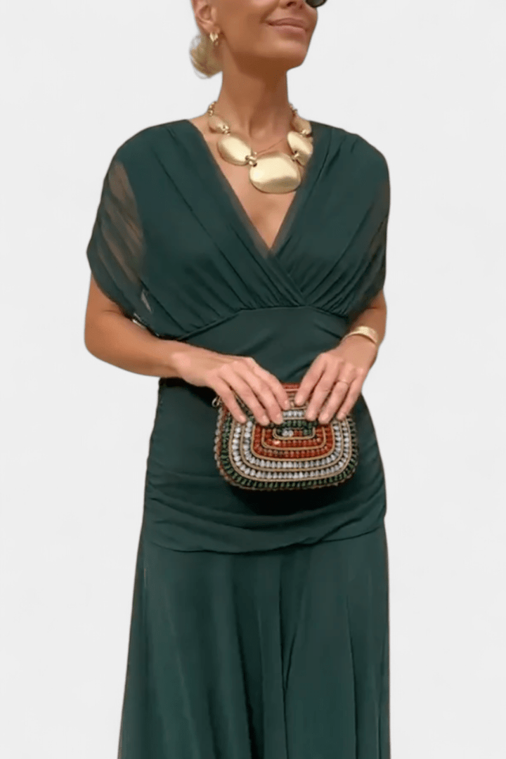 Hayden Laluna® | Elegant Dress With V - Neckline - Barbara & Late Benjamin