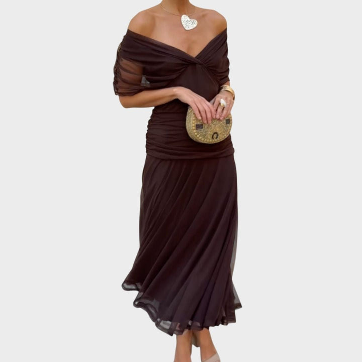 Hayden Laluna® | Elegant Dress With V - Neckline - Barbara & Late Benjamin