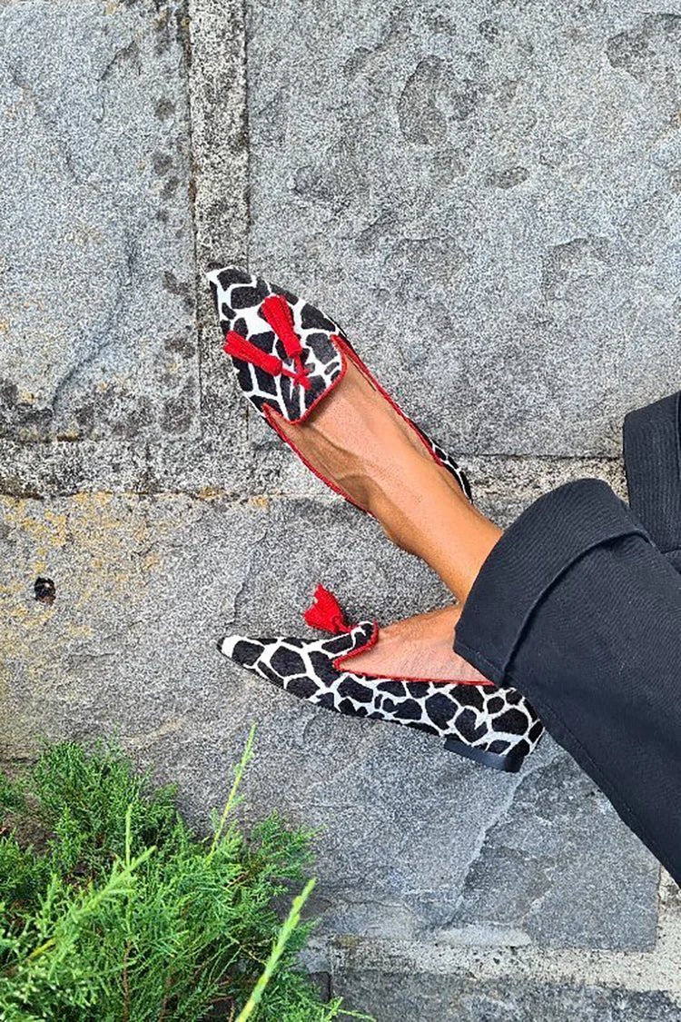 Helena | Animal Print Loafer With Red Fringes - Barbara benjamin new york