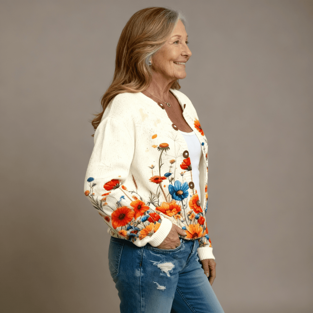 Helena | Vintage Flower Cardigan - Barbara benjamin new york