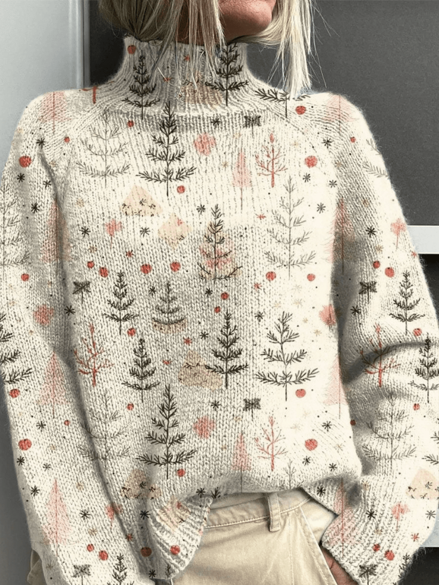 Ivory Christmas Knit Turtleneck Sweater - Barbara benjamin new york