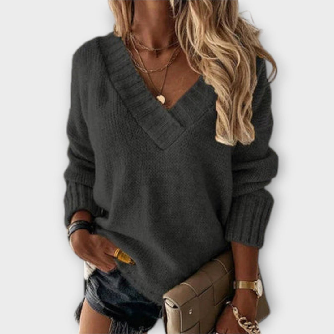 Jane | Cozy V - Neck Sweater - Barbara benjamin new york
