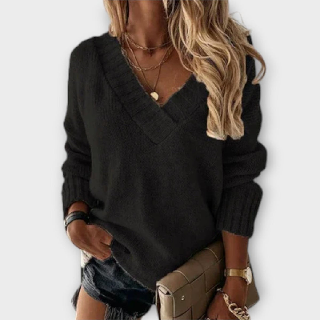 Jane | Cozy V - Neck Sweater - Barbara benjamin new york