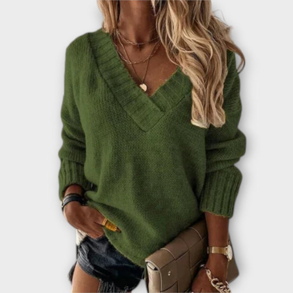 Jane | Cozy V - Neck Sweater - Barbara benjamin new york