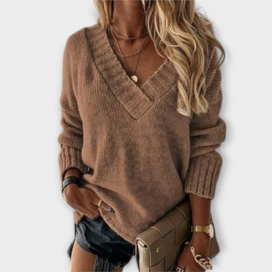 Jane | Cozy V - Neck Sweater - Barbara benjamin new york
