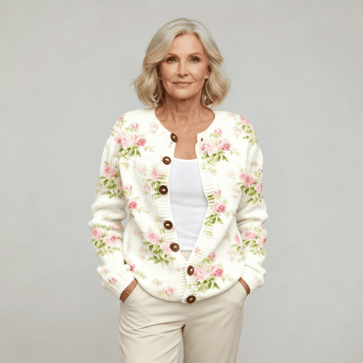 Jessie | Flower Art Cardigan - Barbara benjamin new york