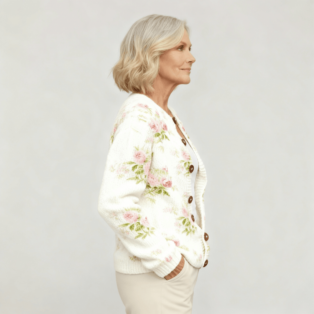 Jessie | Flower Art Cardigan - Barbara benjamin new york