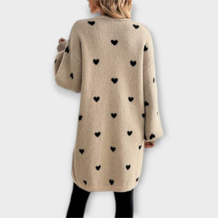 Julia | Cardigan with Heart Pattern - Barbara benjamin new york