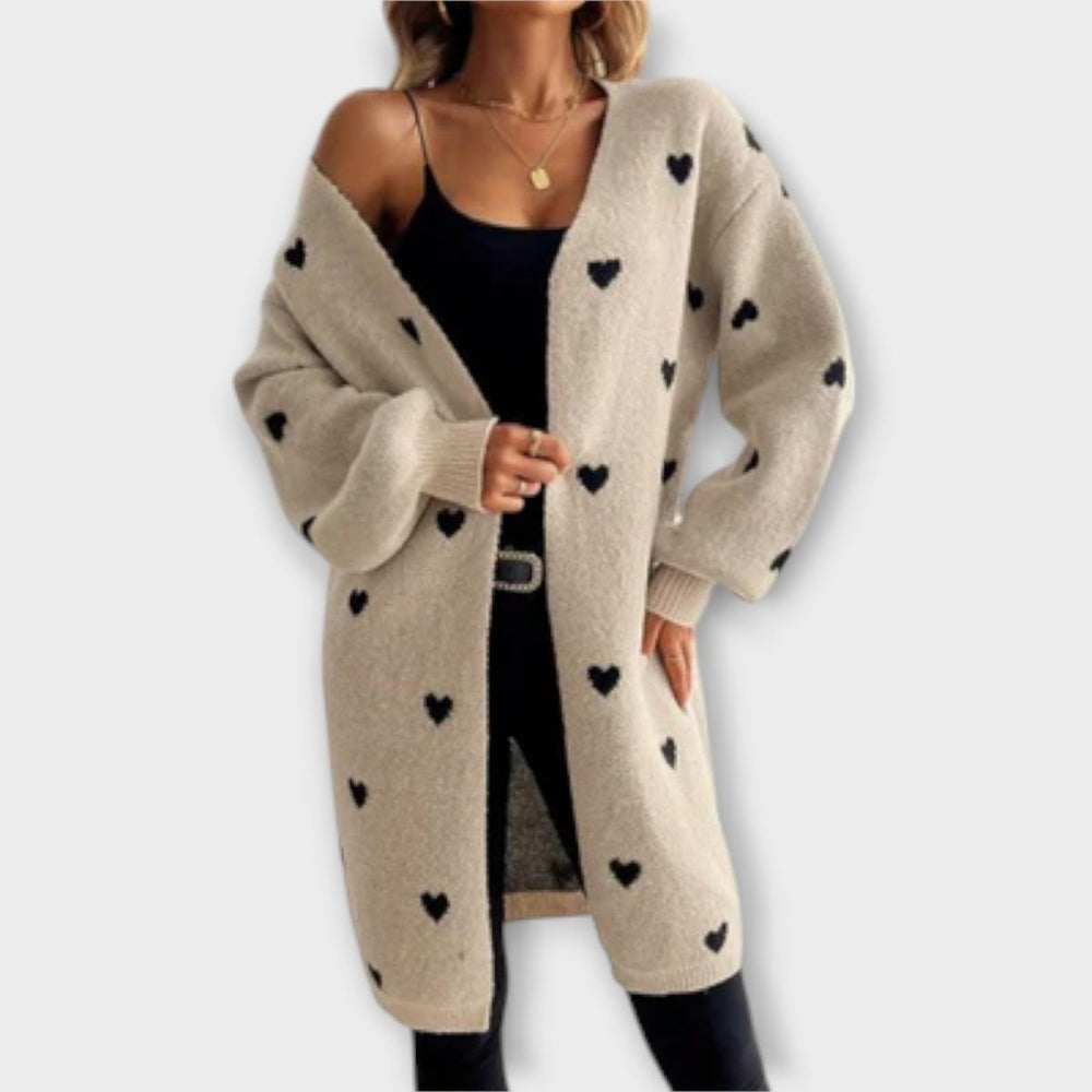 Julia | Cardigan with Heart Pattern - Barbara benjamin new york