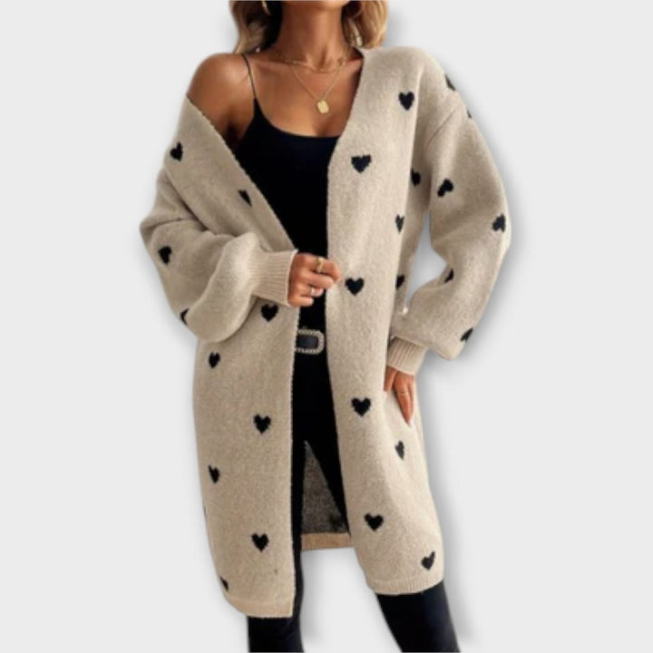 Julia | Cardigan with Heart Pattern - Barbara benjamin new york