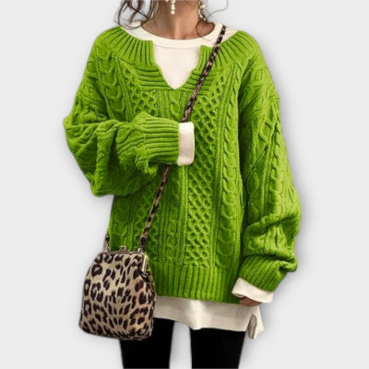 Julia | Oversized Knit Sweater with Cable Pattern - Barbara benjamin new york