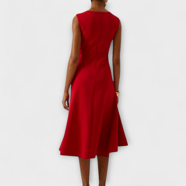 Juliette – Asymmetrical Draped Midi Dress - Barbara & Late Benjamin