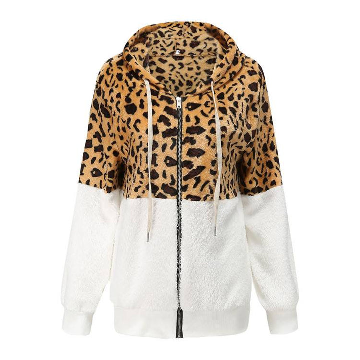 Lea | Fleece Hoodie with Leopard Design - Barbara benjamin new york